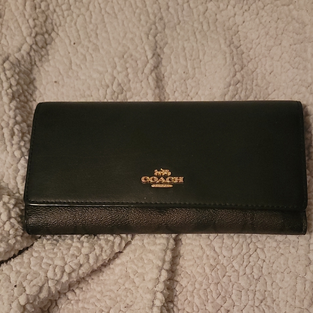 Coach Black Leather Key & Card Holder